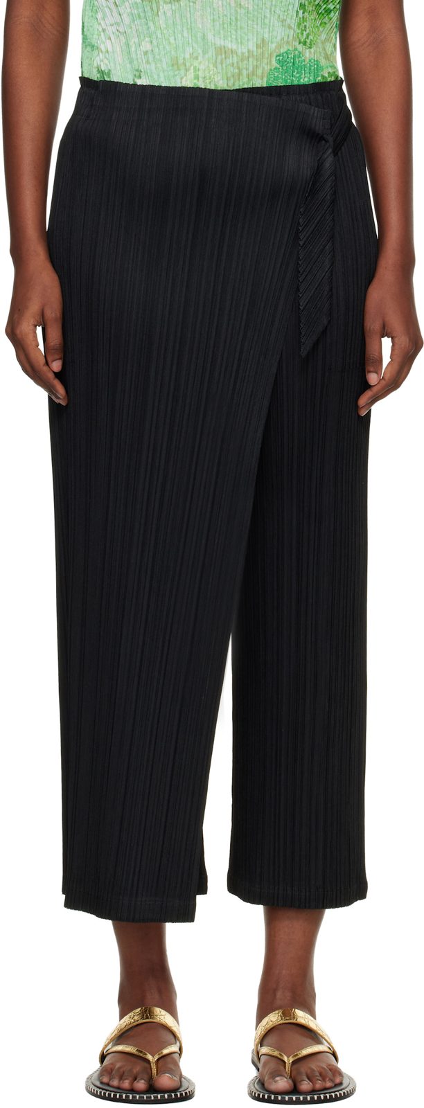 PLEATS PLEASE [이세이 미야케] Black Facade Trousers 261941F087030