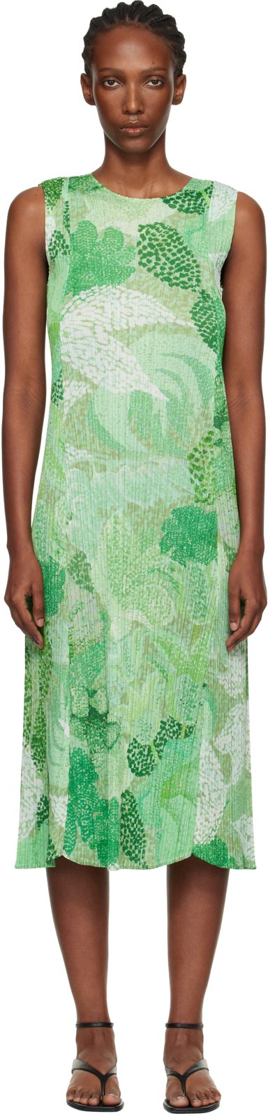 PLEATS PLEASE [이세이 미야케] Green Foggy Forest Maxi Dress 261941F054015
