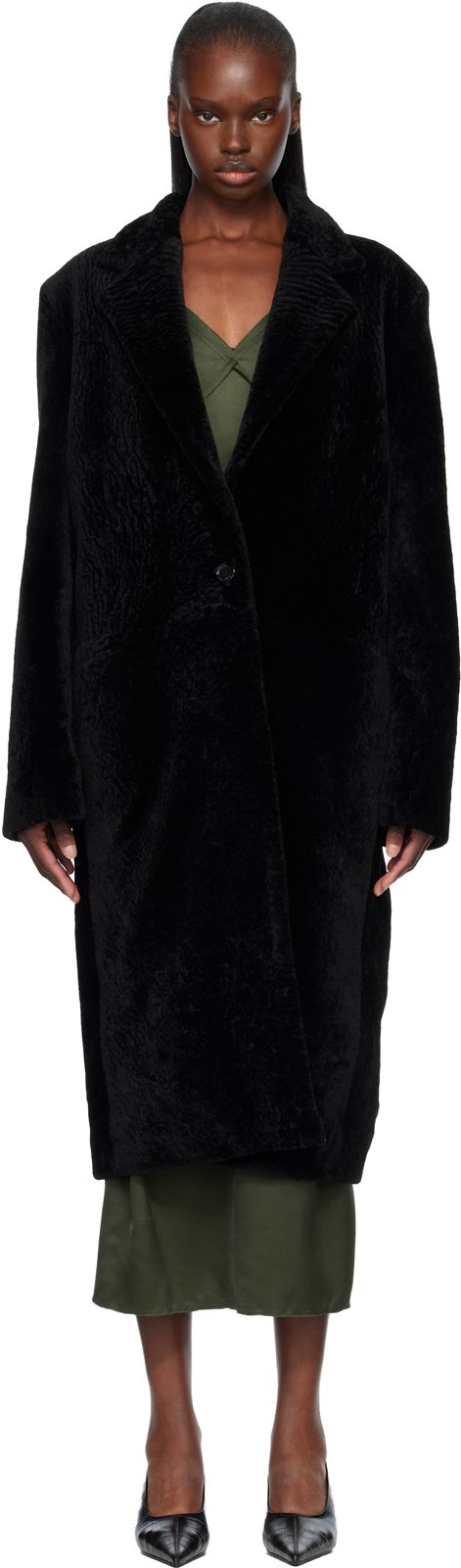 TOTEME Black Classic Shearling Coat 261771F062002