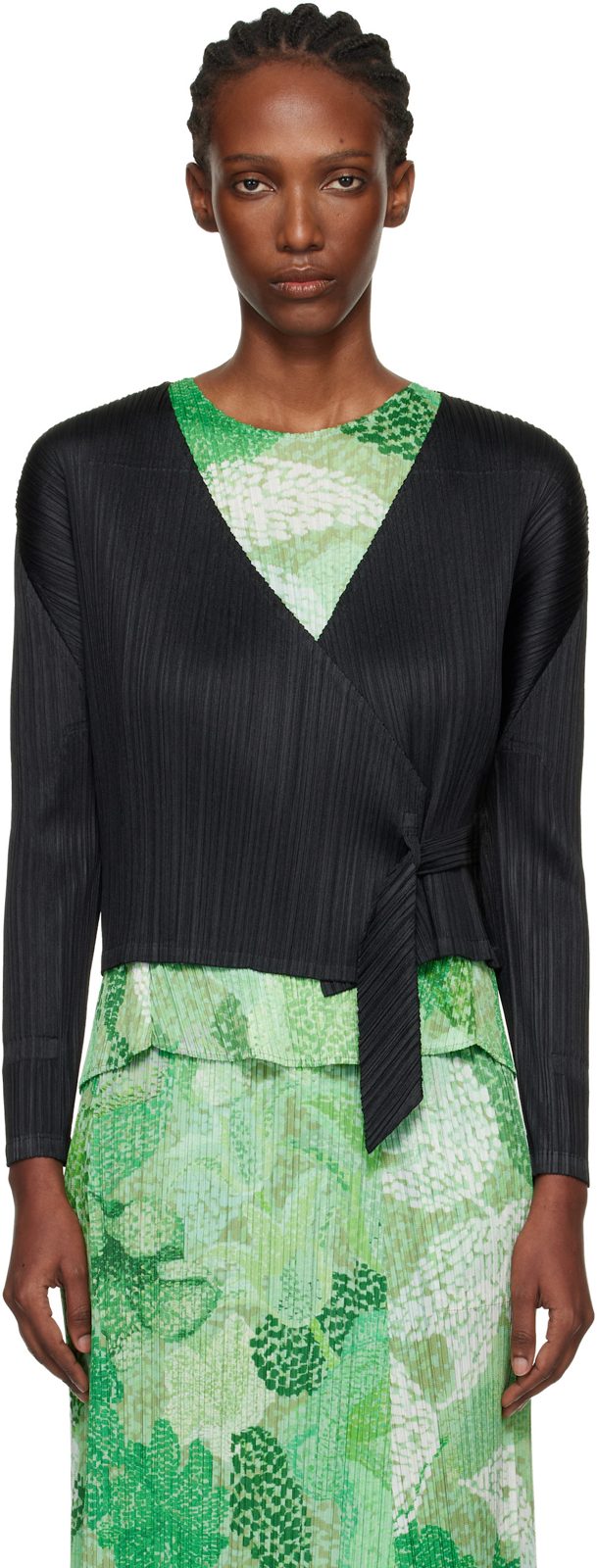 PLEATS PLEASE [이세이 미야케] Black Facade Cardigan 261941F095013