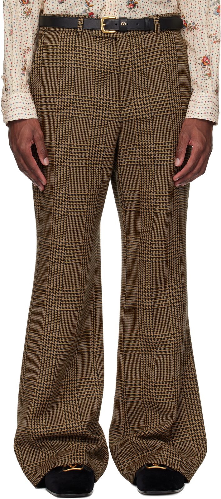 Brown Glen Check Trousers 261476M191008