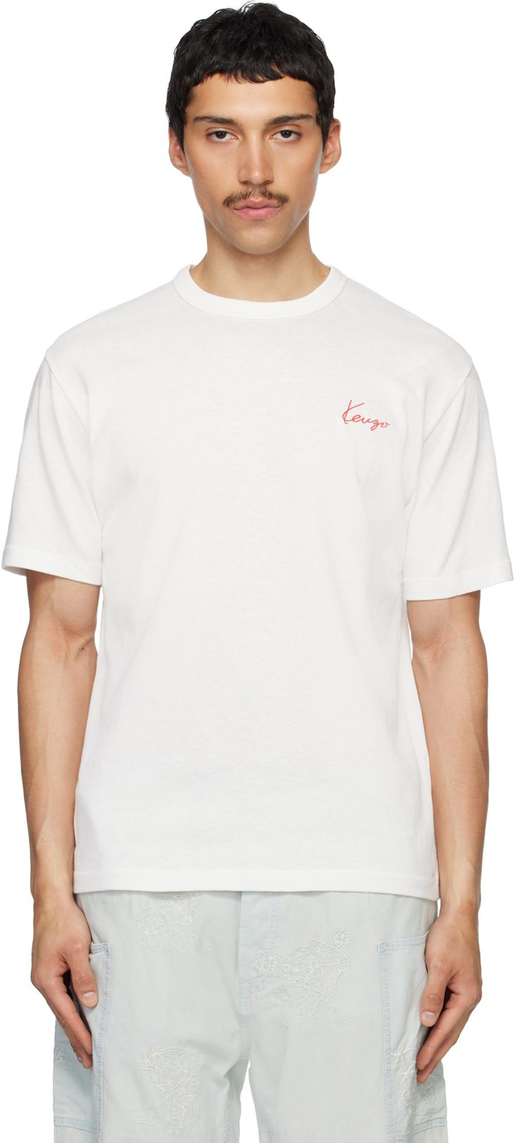 겐조 Paris Archive Rose Embroidered T-shirt 261387M213037