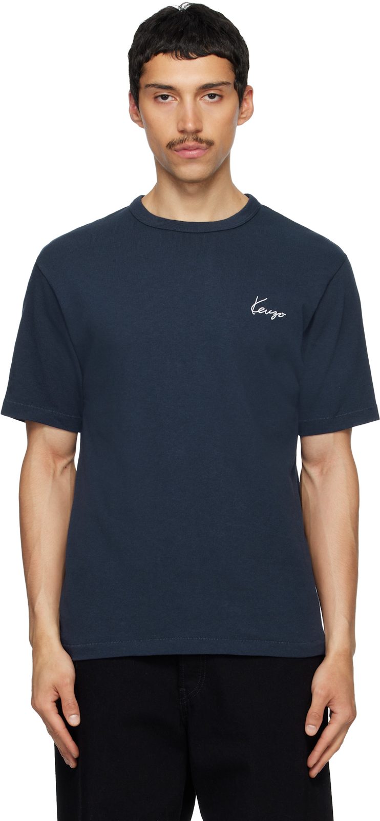 Navy [겐조] Paris Archive Rose Embroidered T-shirt 261387M213036