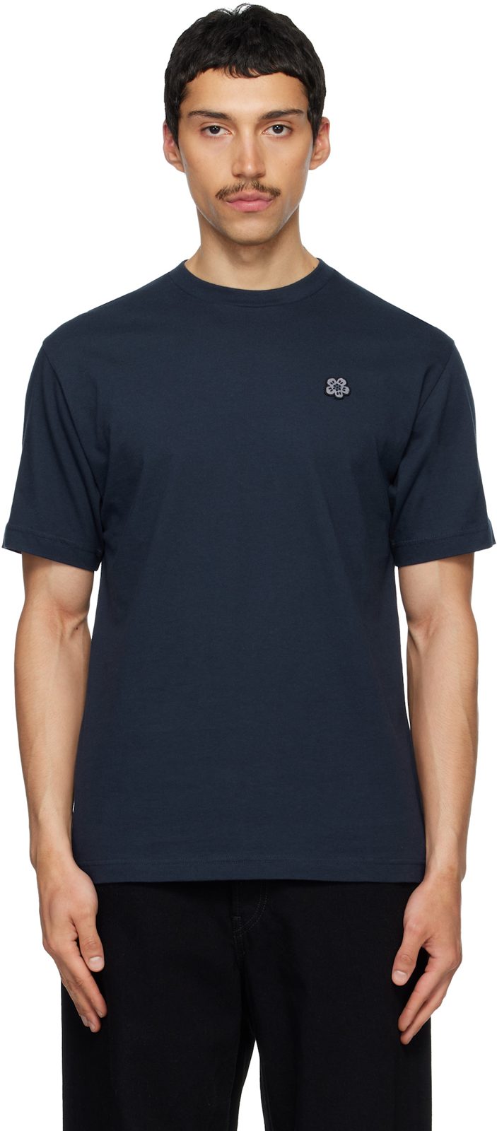 Navy [겐조] Paris Boke Flower Embroidered T-shirt 261387M213018
