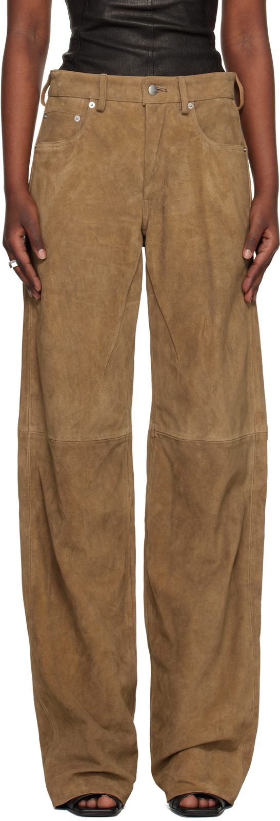 Tan Temple Geth Suede Pants 261232F084000