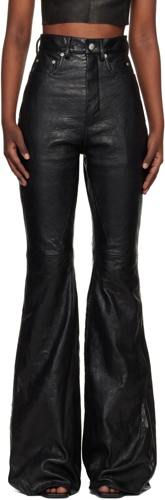 Black Temple Bolan Bootcut Leather Pants 261232F084001