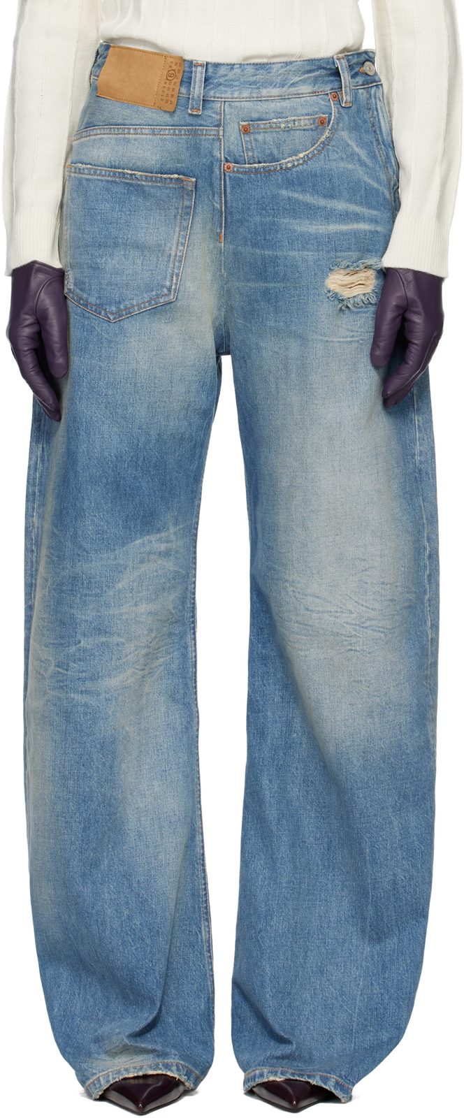 Blue Twist Wide Leg Jeans 261188F069006