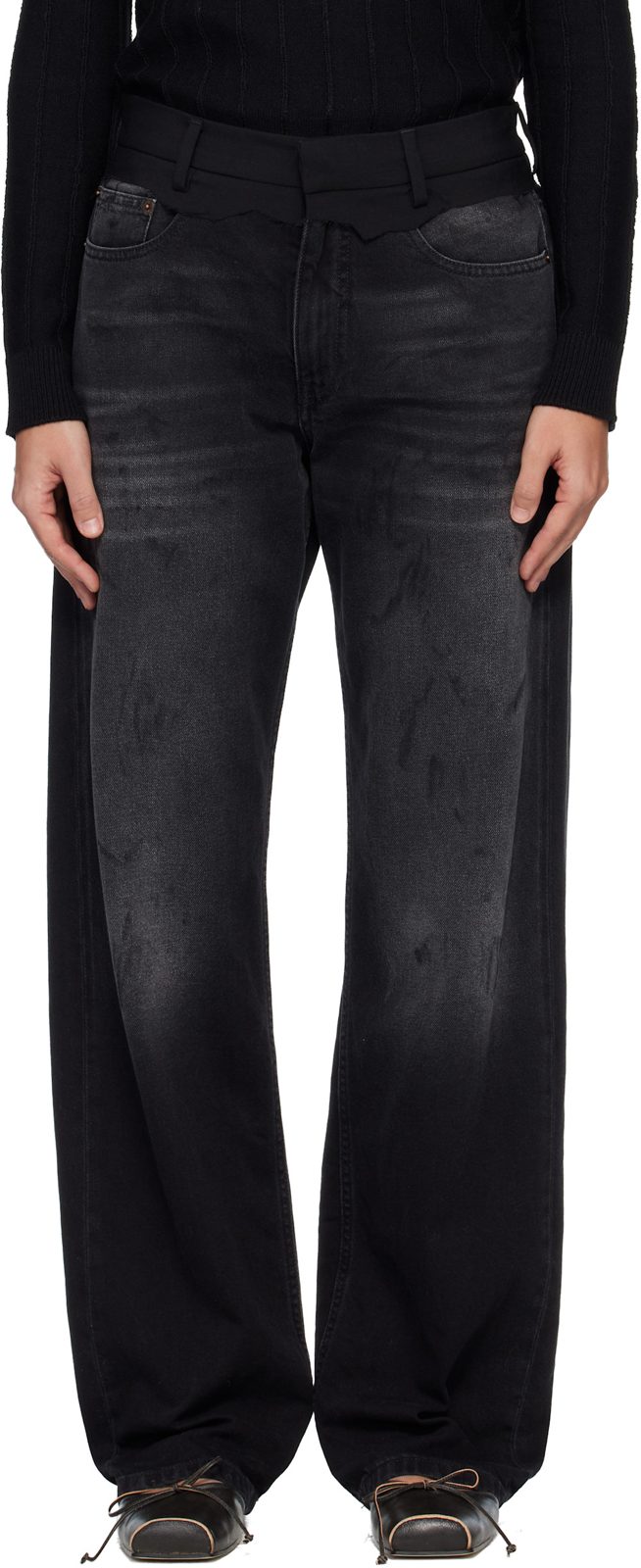 Black Straight-Leg Jeans 261188F069002
