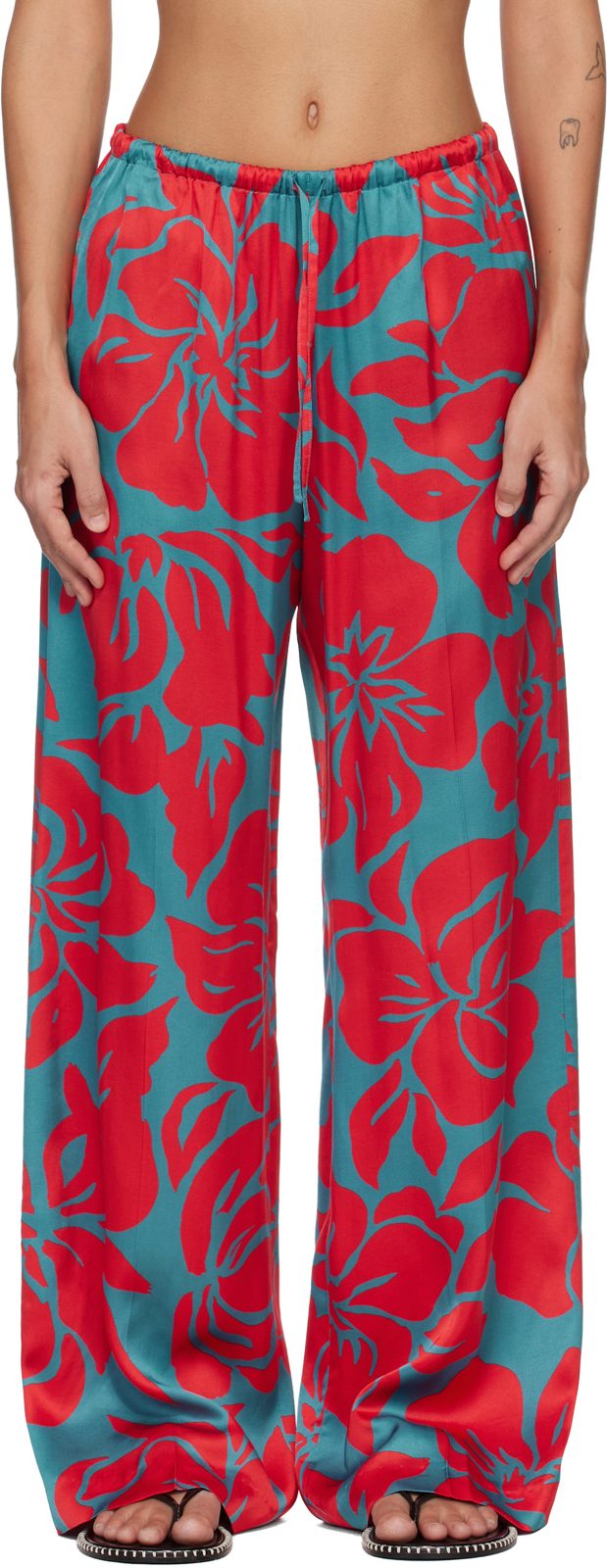 Red & Blue Elasticated Trousers 261358F087025