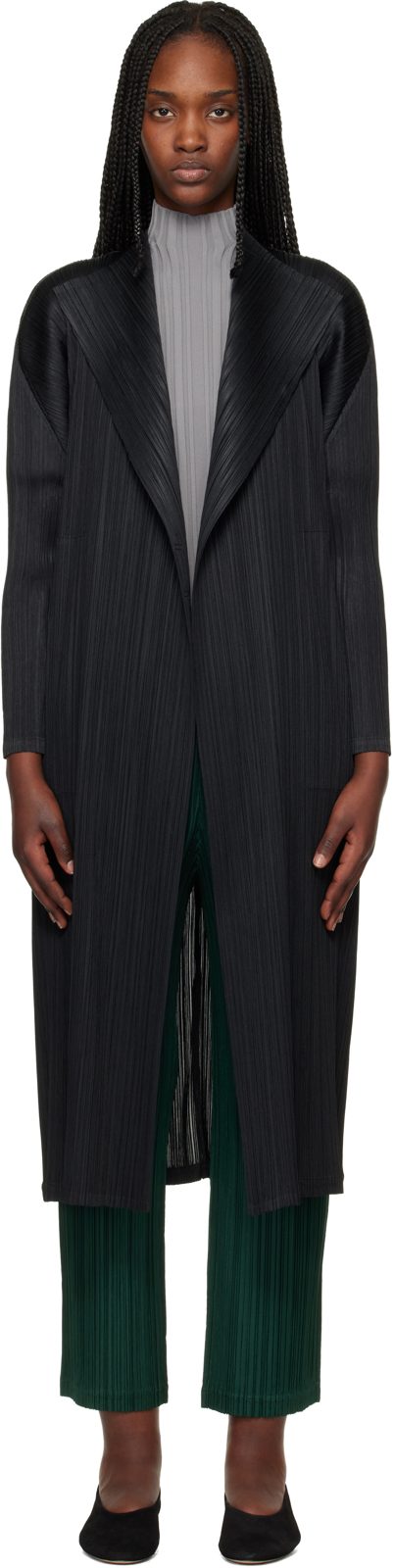 PLEATS PLEASE [이세이 미야케] Black Facade Coat 261941F059007