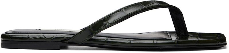 TOTEME Green CROCO-EM[보스]ED Flip-Flops 261771F124001
