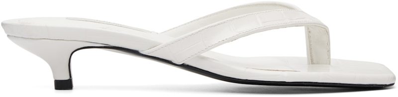 TOTEME [오프화이트] CROCO-EM[보스]ED Flip Flop Heeled Sandals 261771F125005