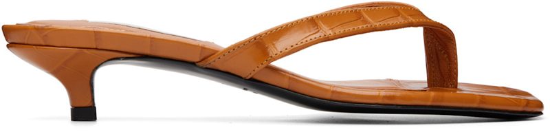 TOTEME Orange CROCO-EM[보스]ED Flip Flop Heeled Sandals 261771F125002