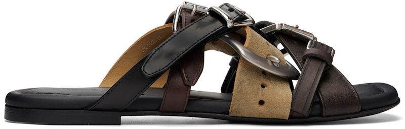 Brown Leather Belts Strap Sandals 261129F124000