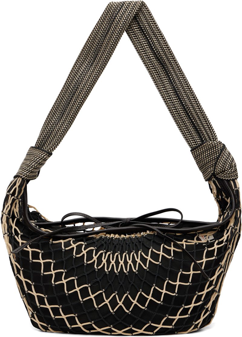 Black & Beige Croissant Filt Bag 261646F048001