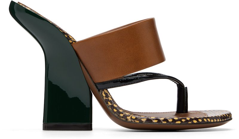 Brown Leather Heeled Sandals 261358F125010