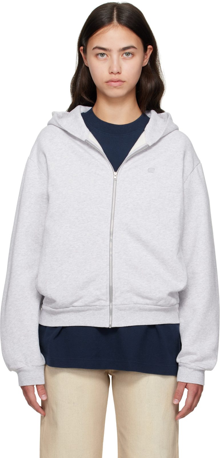 Gray Zipper Hoodie 252129F097011