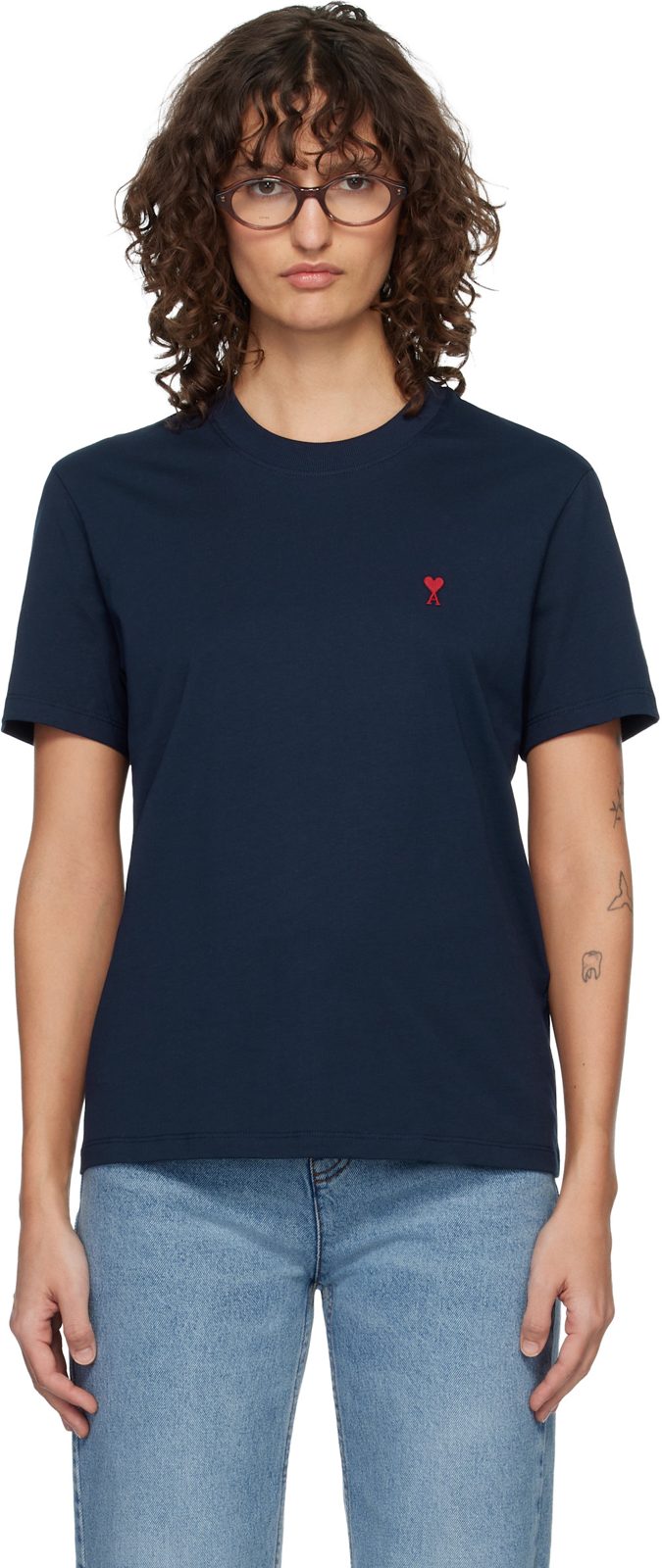 Navy Ami de Coeur T-shirt 261482F110013