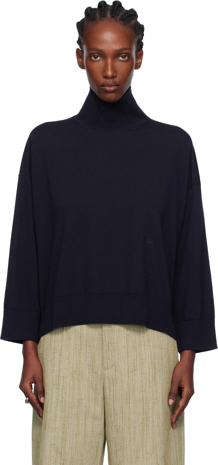 Navy Classic Wool Turtleneck 252798F099001