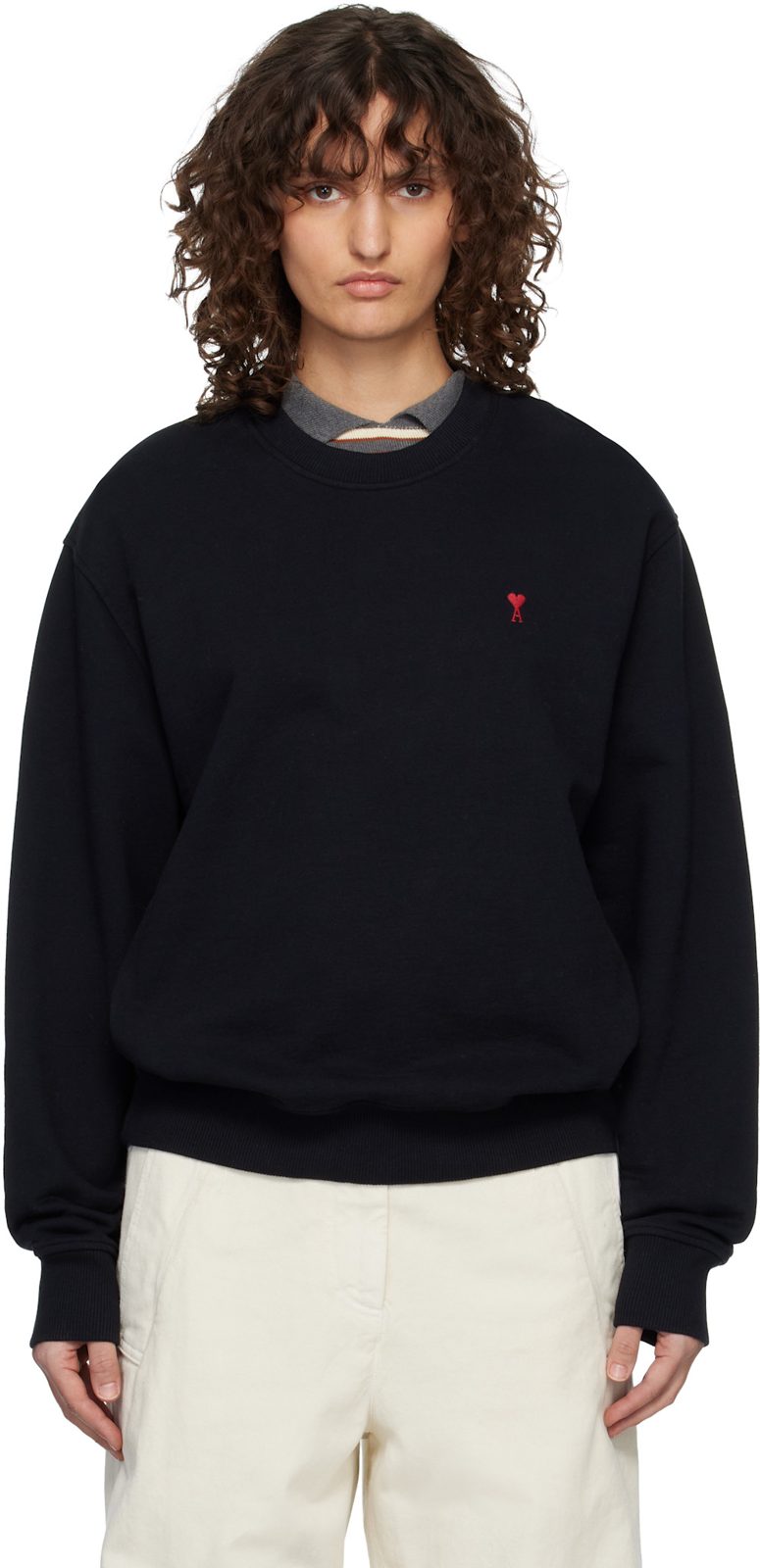 Black Cotton Ami de Coeur Sweatshirt 261482F098001