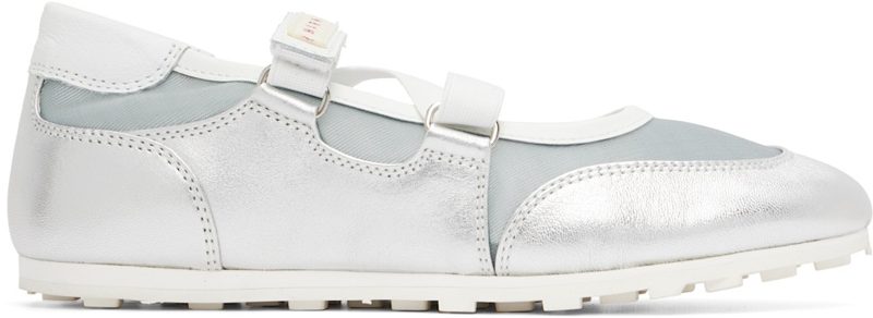 Marni Silver & Blue Mary Jane Velcro Sneakers 261379F128003
