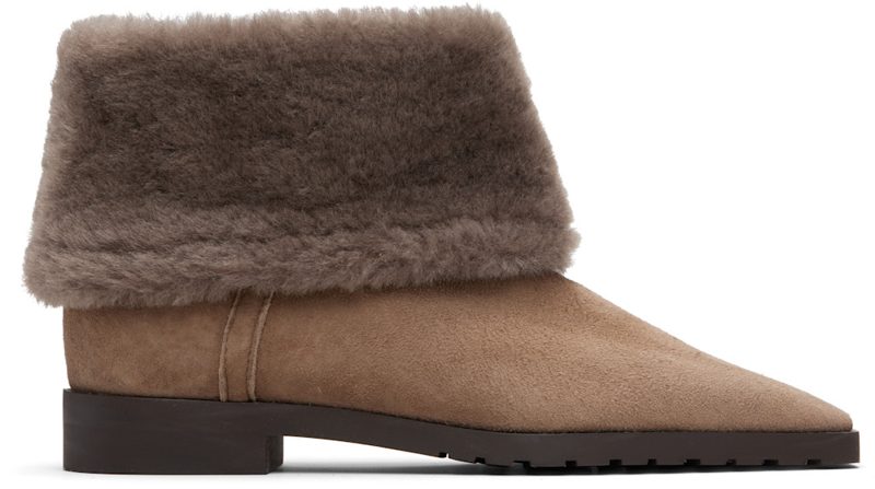 TOTEME Beige Fold-Down Shearling Boots 252771F113006
