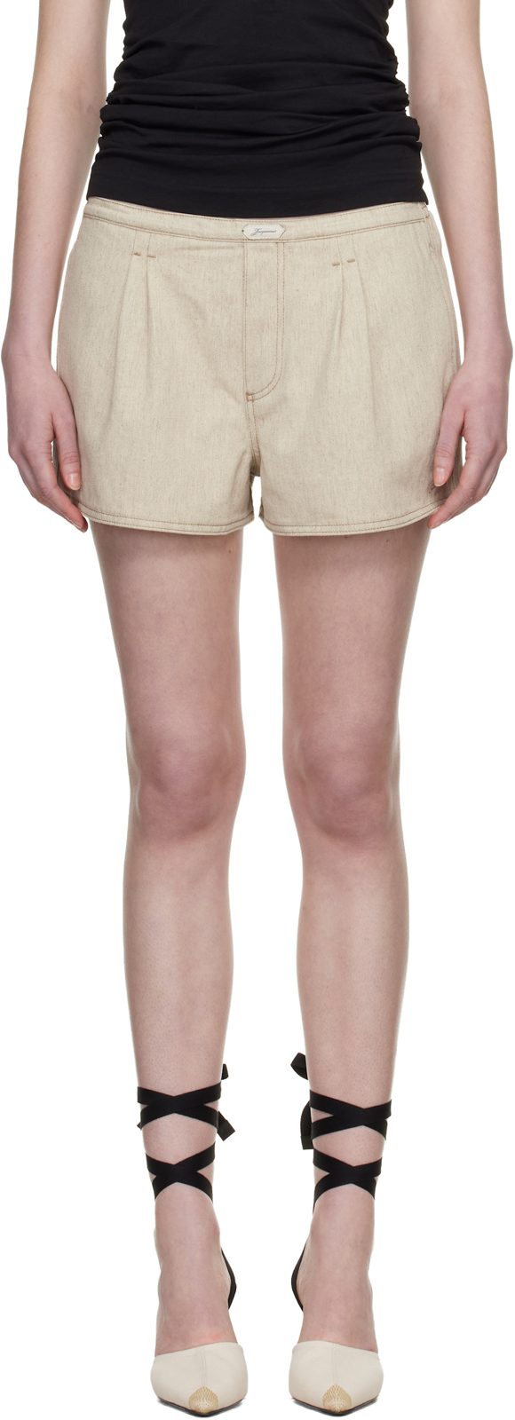 Beige The Amelo de-Nimes Denim Shorts 261553F088001