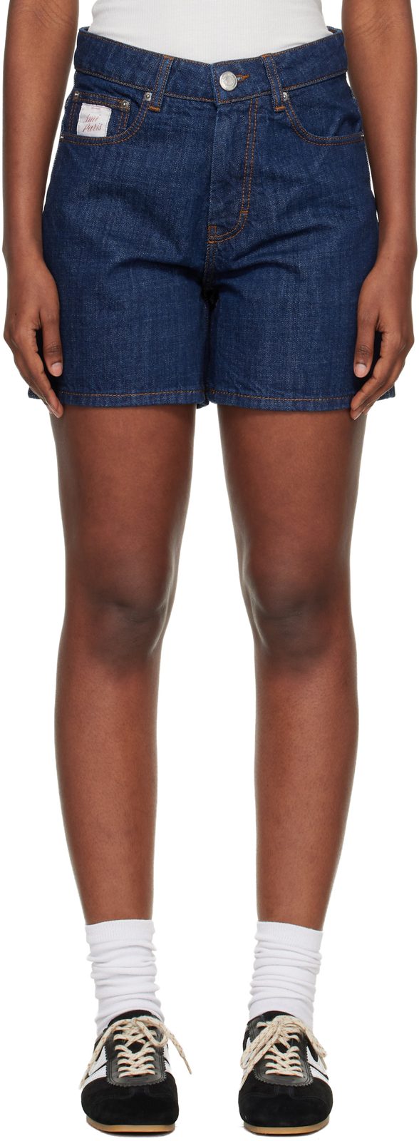 Blue [아미 파리] Heritage Cotton Denim Shorts 261482F088002