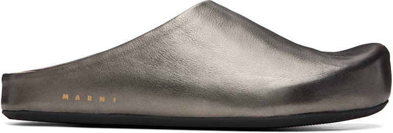 Marni Gunmetal Fussbett Sabot Slip-on Loafers 261379M234002