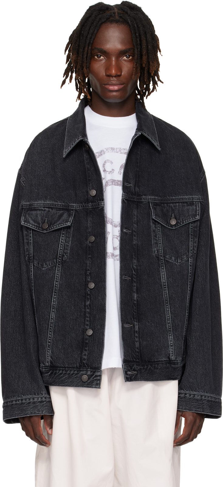 Black Relaxed-Fit Denim Jacket 252129M177008
