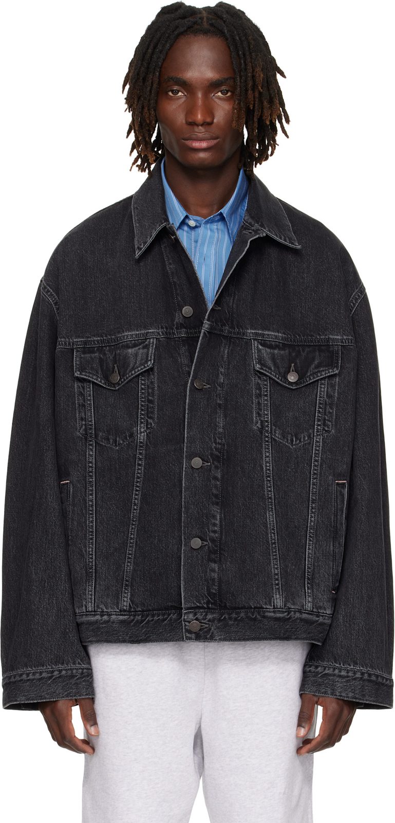 Black Relaxed-Fit Denim Jacket 252129M177000