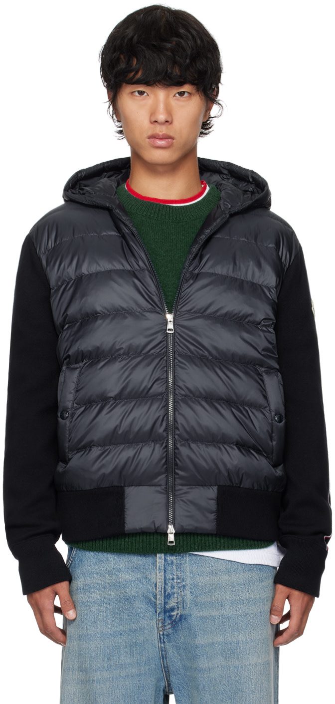 Navy Hooded Down Jacket 242111M178006