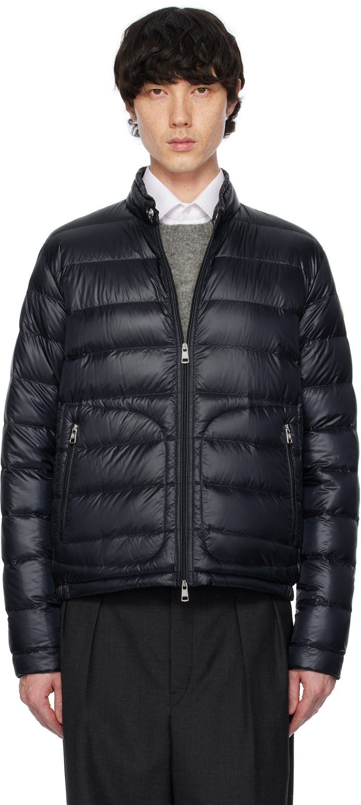 Navy Acorus Short Down Jacket 251111M178037