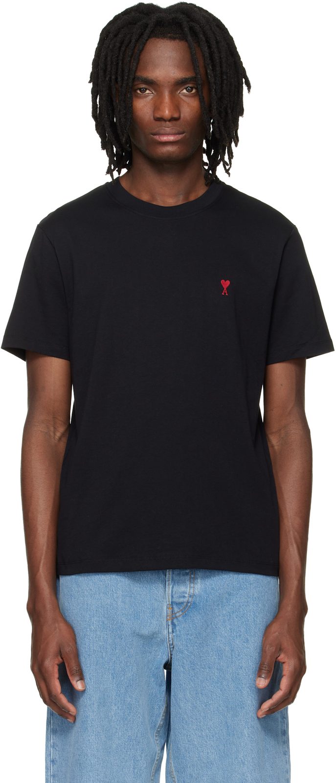 Black Cotton Ami de Coeur T-shirt 261482M213025