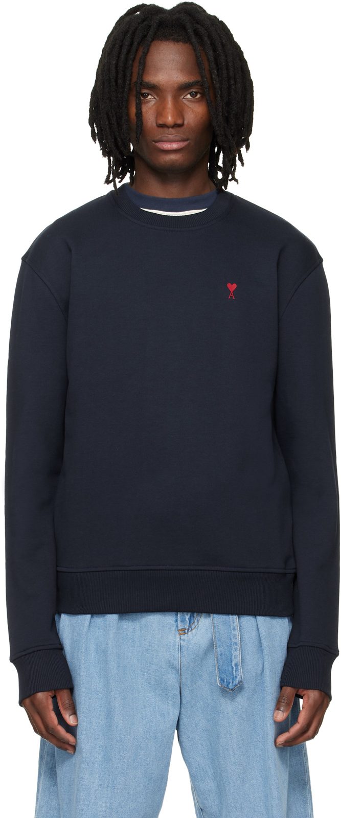 Navy Cotton Ami de Coeur Sweatshirt 261482M204007