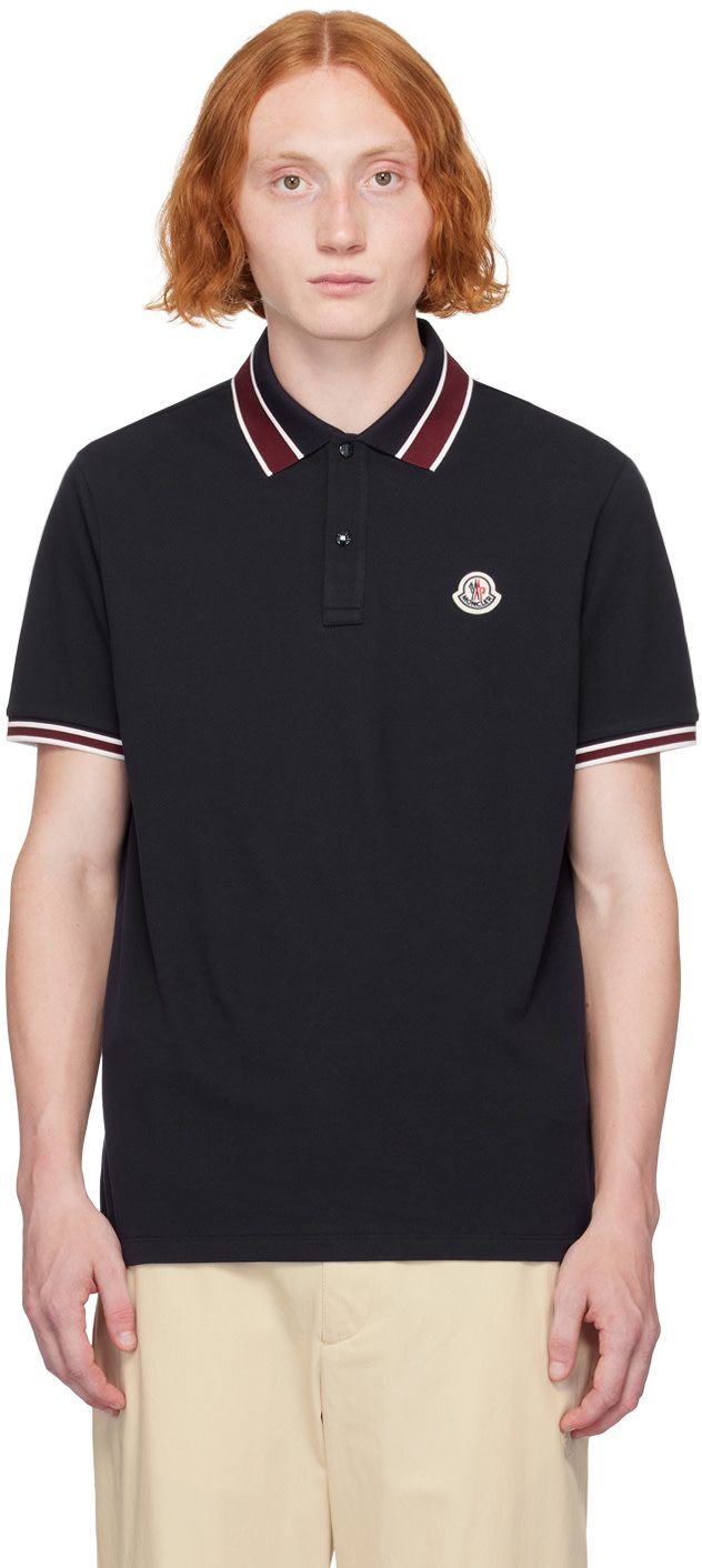 Navy Two-Button Polo 242111M212039