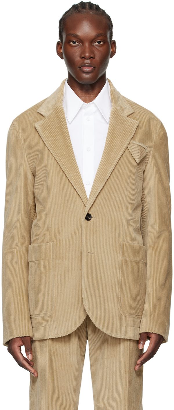 Beige Single-Breasted Blazer 242798M195000