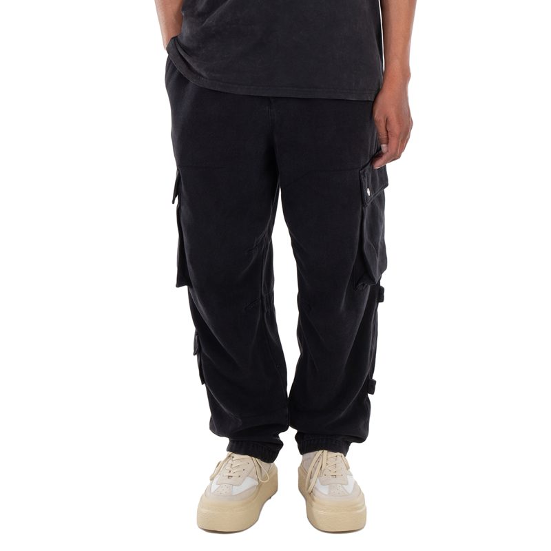 Mens Black Logo-Patch Cargo Jeans