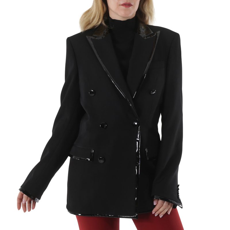 Moschino Black Double-Breasted Piped Blazer