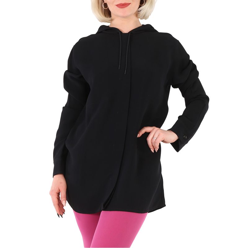 Monogram Motif Viscose Oversized Hooded Top