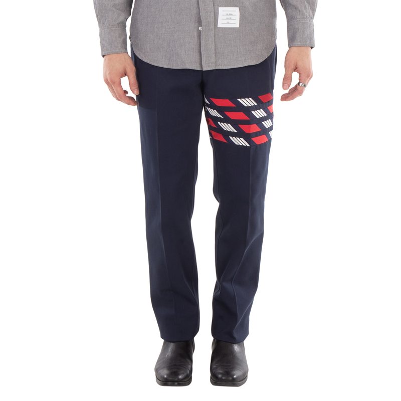 Mens Blue Cotton 4-Bar Chino Trouser