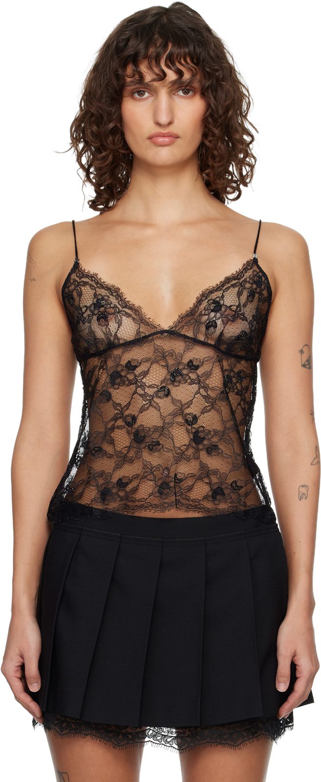 Black Lace Cami Top 261886F111001