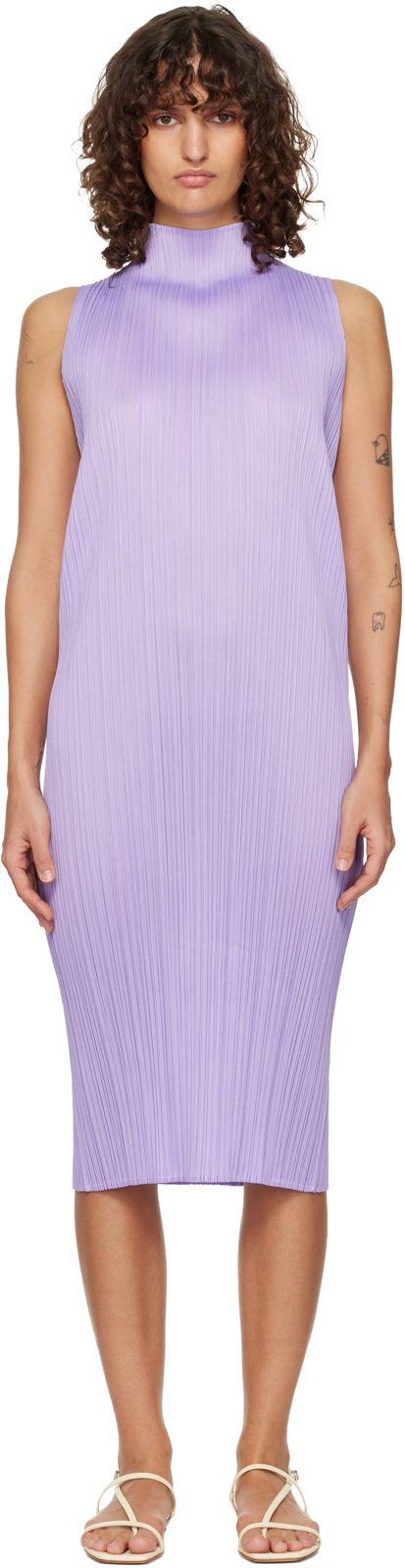 PLEATS PLEASE [이세이 미야케] Purple Monthly Colors April Midi Dress 262941F054006
