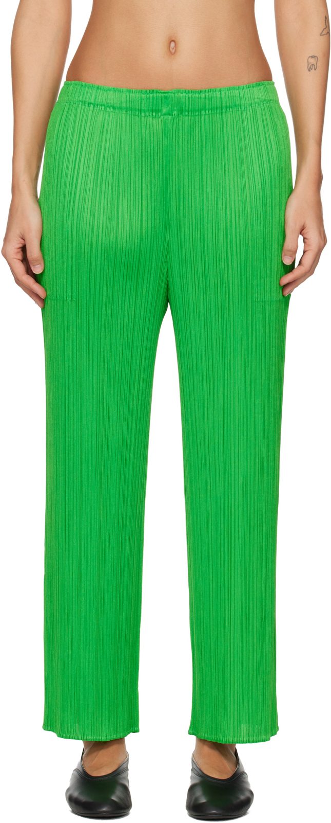 PLEATS PLEASE [이세이 미야케] Green Monthly Colors April Trousers 262941F087016