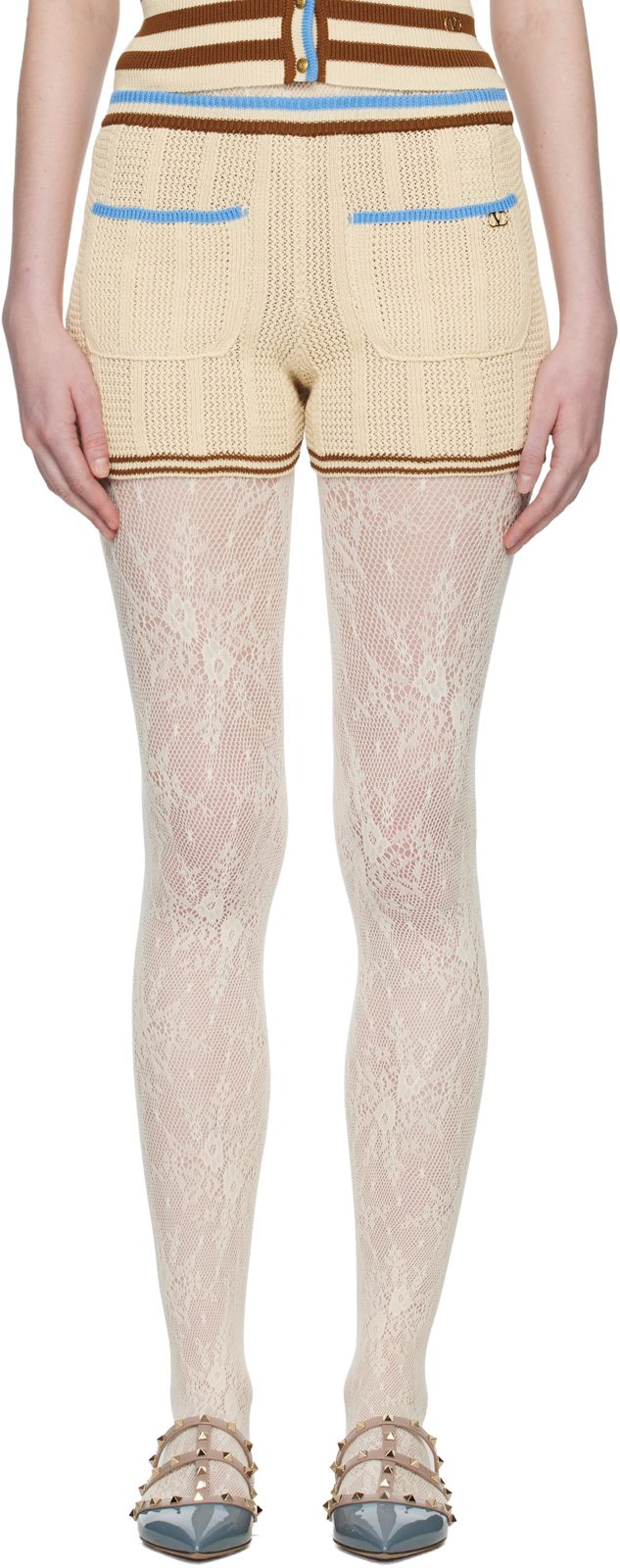 Beige Cotton Shorts 261476F088001