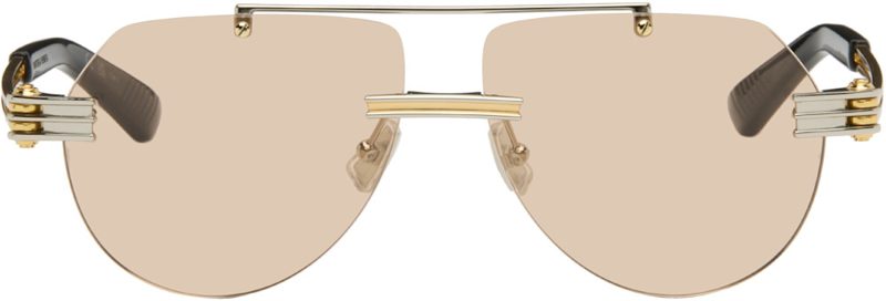 Gold Metal Pilot Navigator Sunglasses 261798F005037
