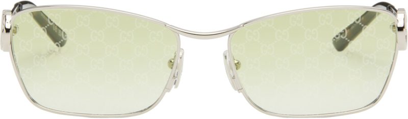 Silver Rectangular Frame Sunglasses 262451F005021