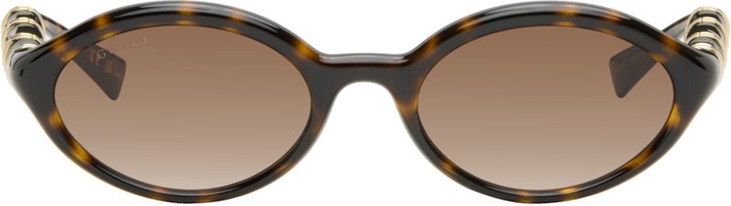 Brown Oval Frame Sunglasses 262451F005017
