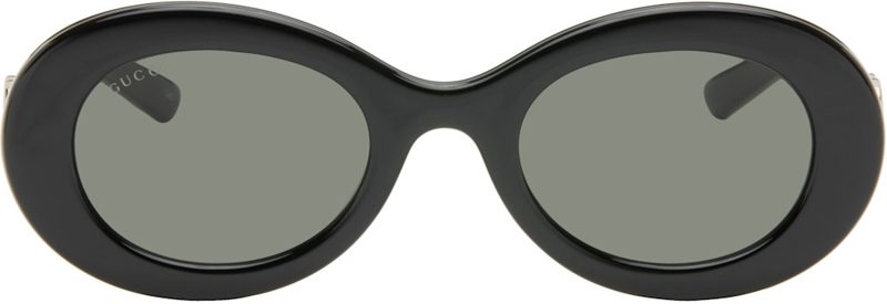 Black Oval Frame Sunglasses 262451F005029