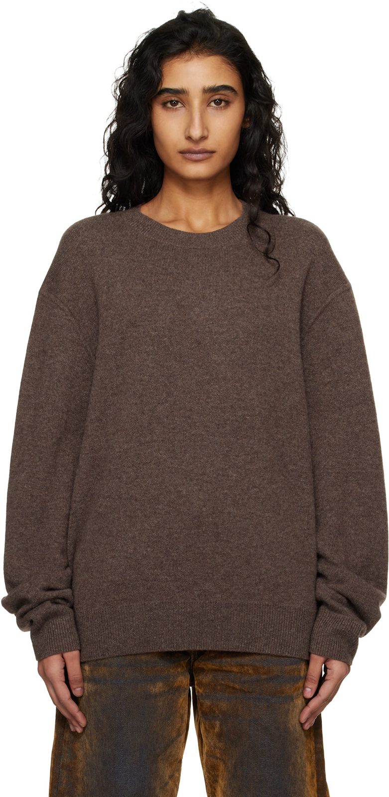 Brown Cashmere Sweater 261129F096003